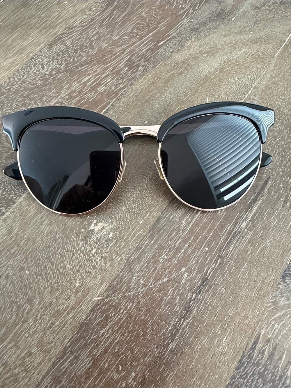 Quay Australia Prescription Cat-Eye Sunglasses in Black with Gold Frames